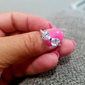 925 stamped white sapphire bow ring